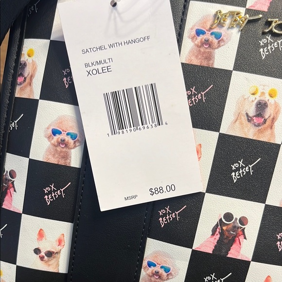 Betsey Johnson Black and Multicolor Dog Print Tote - Picture 7 of 13